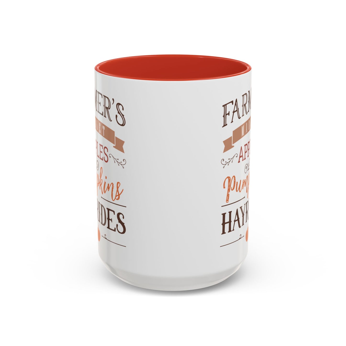 Farmers Market Fall Mug | 11oz and 15oz Ceramic Coffee Cup | Apples, Pumpkins, & Hayrides Autumn Design