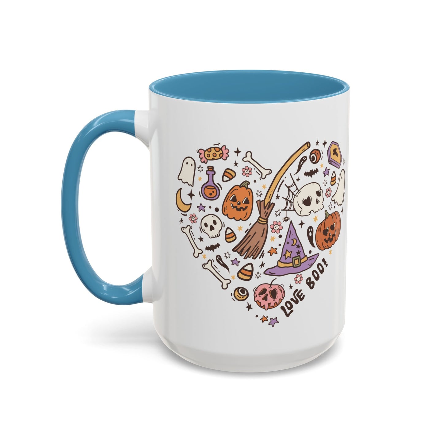 Love Boo! Halloween Mug | 11oz and 15oz Ceramic Coffee Cup | Spooky Heart Design