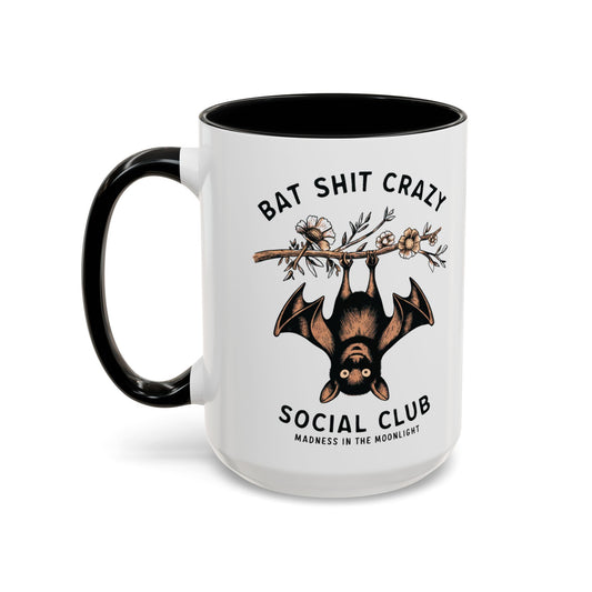 Bat Crazy Social Club Mug | Quirky Bat Design | Halloween Coffee Mug | Funny Halloween Drinkware