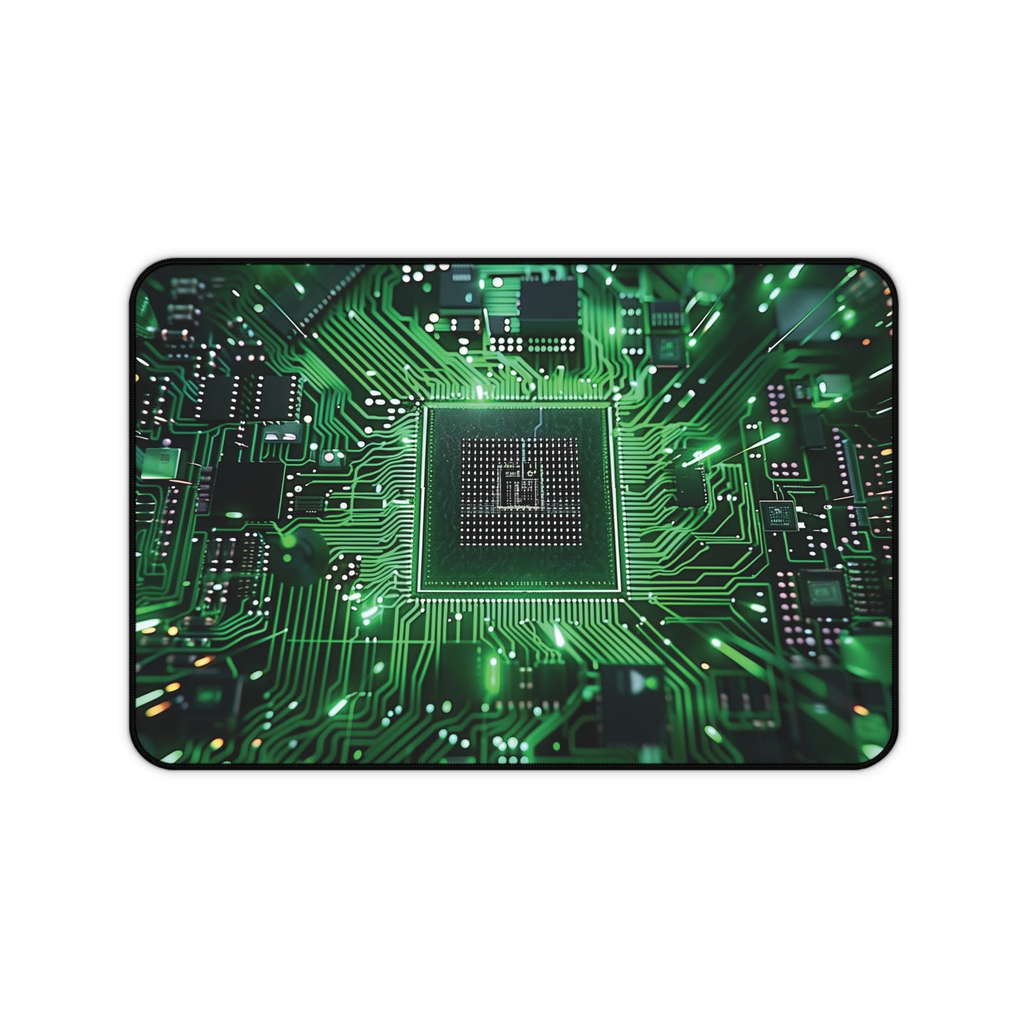 Green Circuit Board Desk Mat | Neoprene | Anti-Slip | 3 Sizes | Tech Office Decor