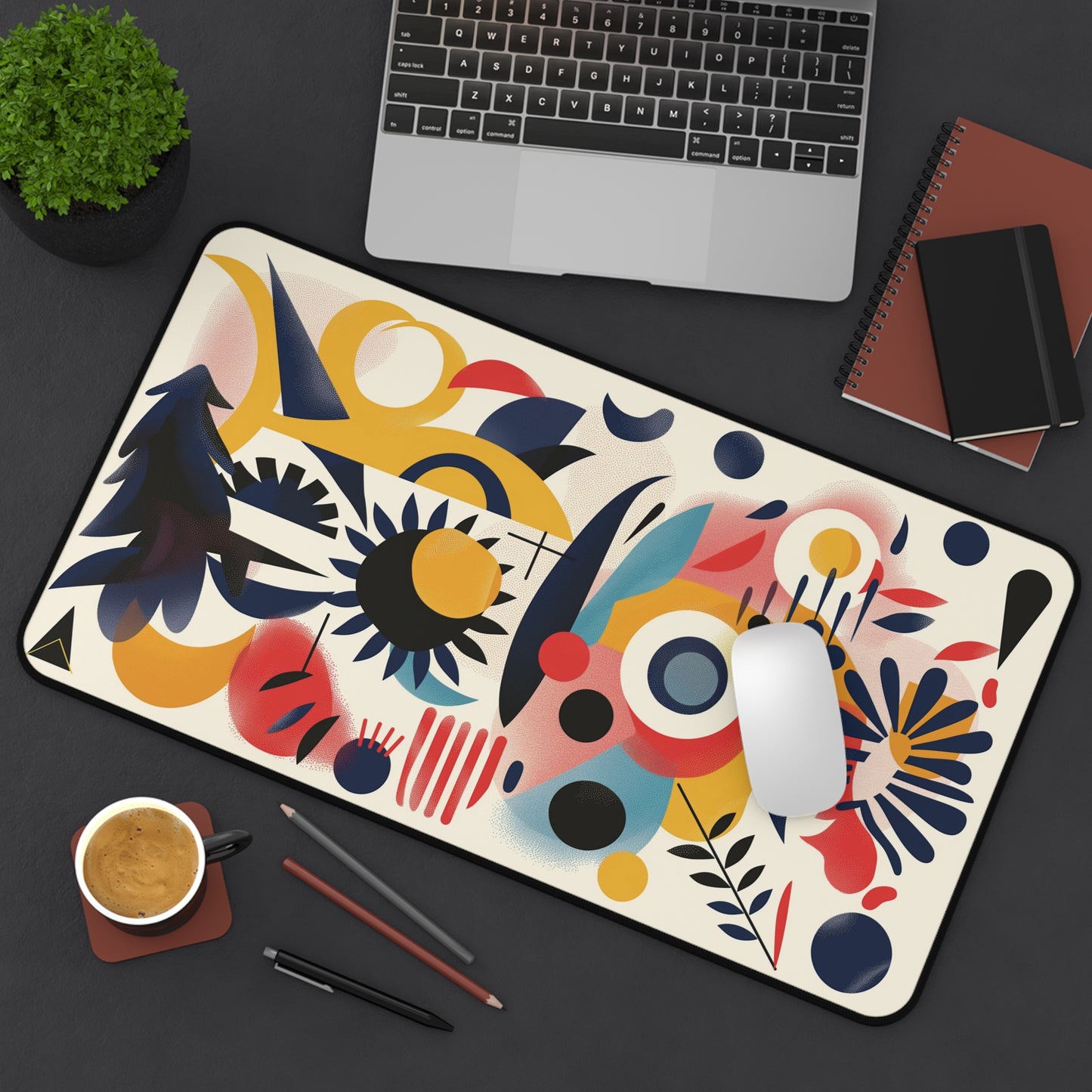 Abstract Modern Art Desk Mat | Neoprene Mouse Pad | Anti-Slip Office Desk Mat | 3 Sizes Available