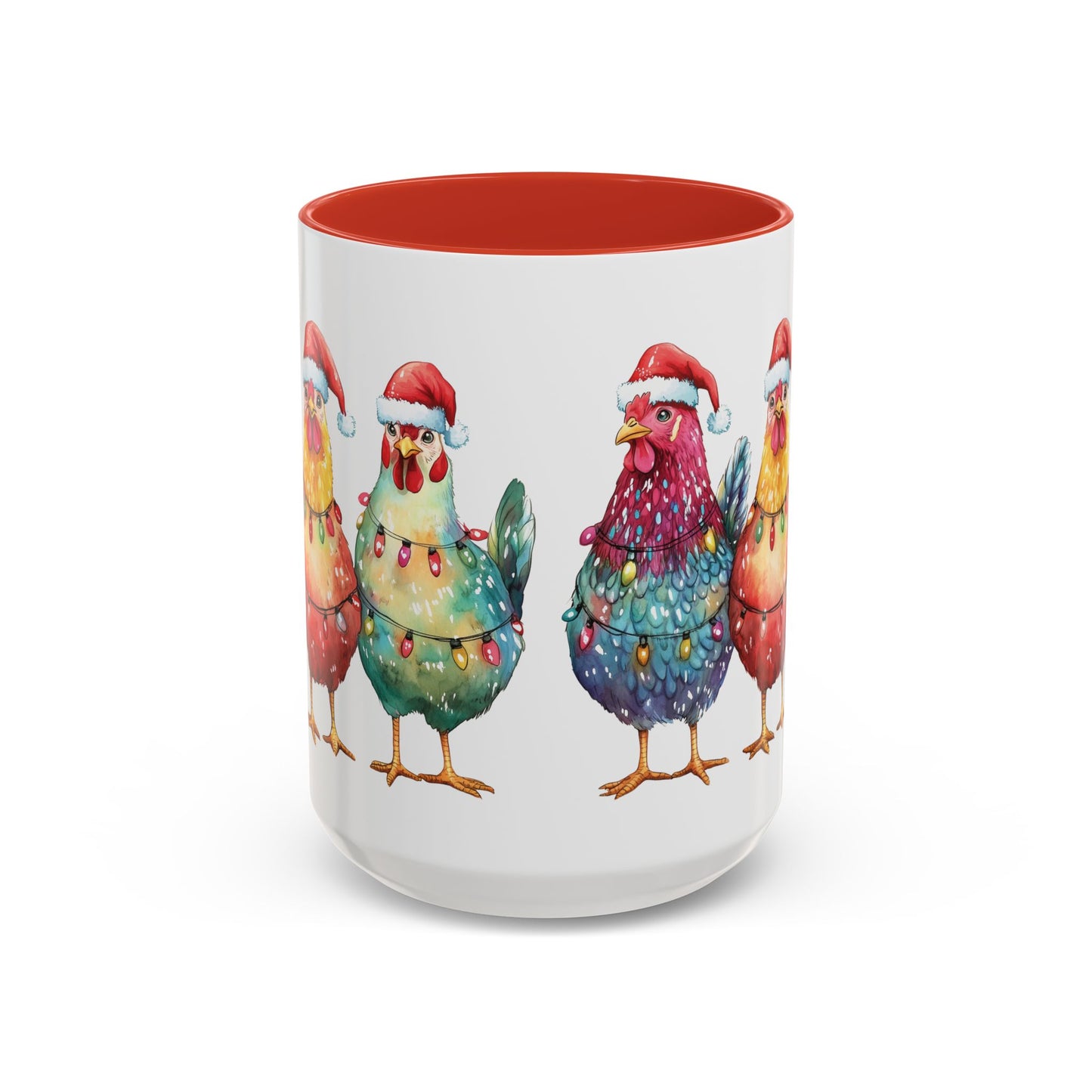 Christmas Chickens Mug - Festive Holiday Chicken Trio Design - Perfect for Farmhouse Christmas Decor