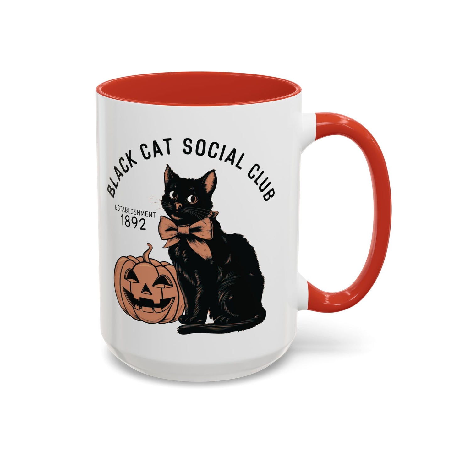 Black Cat Social Club Mug | Halloween Cat and Pumpkin Design | Spooky Coffee Mug | Fall Drinkware Gift