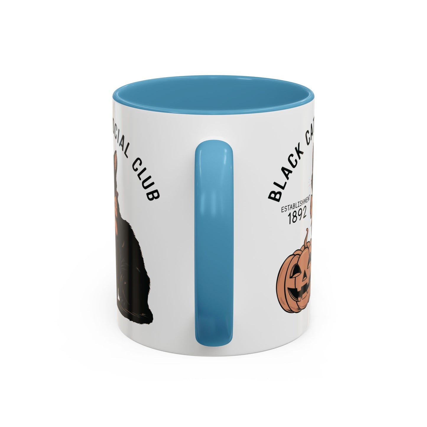 Black Cat Social Club Mug | Halloween Cat and Pumpkin Design | Spooky Coffee Mug | Fall Drinkware Gift