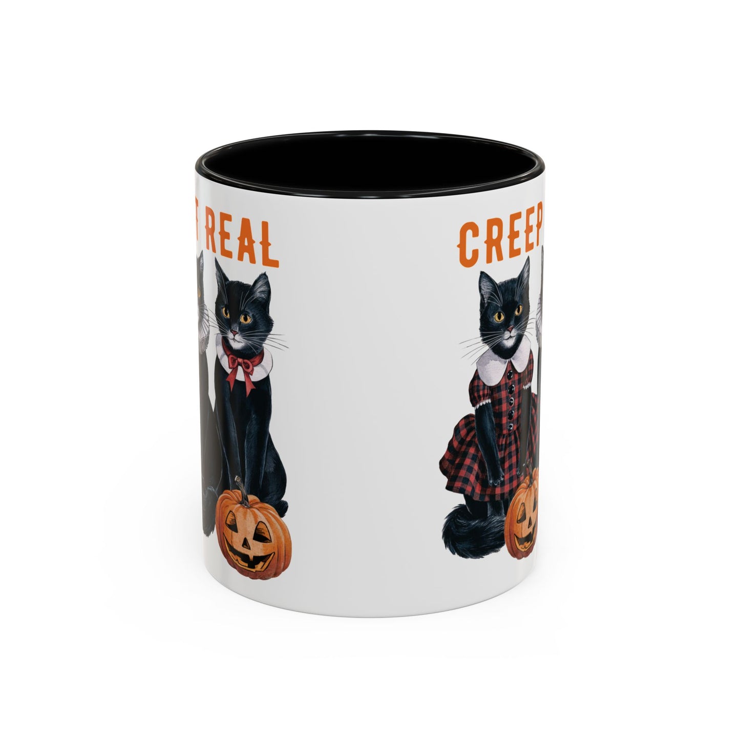 Creep It Real Halloween Mug | Black Cat and Pumpkin Design | Halloween Coffee Mug | Fall Drinkware