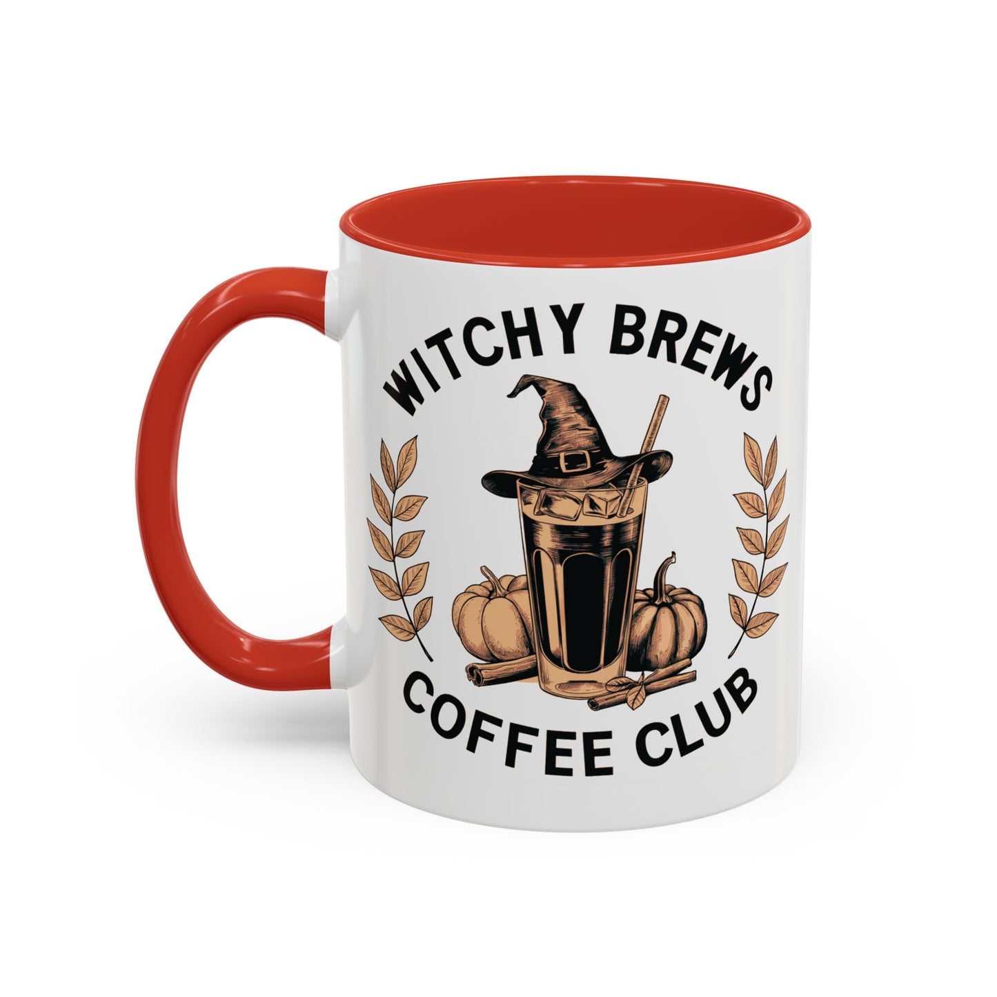 Witchy Brews Coffee Club Mug | Halloween Coffee Mug | Witch Hat and Pumpkin Design | Spooky Fall Drinkware