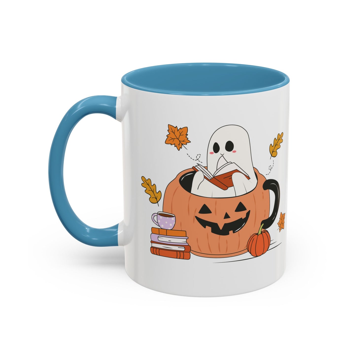 Cozy Ghost in Pumpkin Mug | 11oz and 15oz Ceramic Coffee Cup | Cute Autumn & Halloween Design