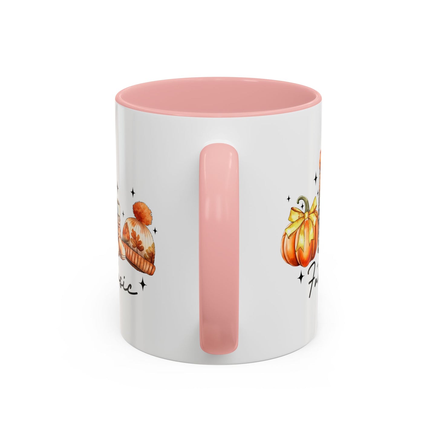 Fall Basic Autumn Mug | 11oz/15oz Ceramic Coffee Cup | Cozy Fall Essentials Design | Pink, Red, Black, Light Blue, or Navy Handle & Interior