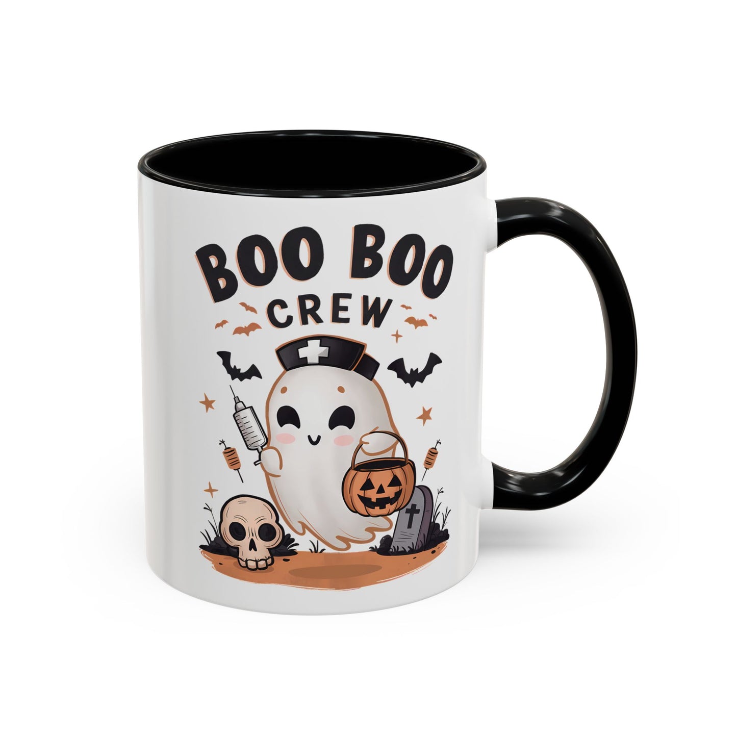 Boo Boo Crew Halloween Mug | Cute Ghost Nurse Design | 11oz and 15oz Ceramic Coffee Cup