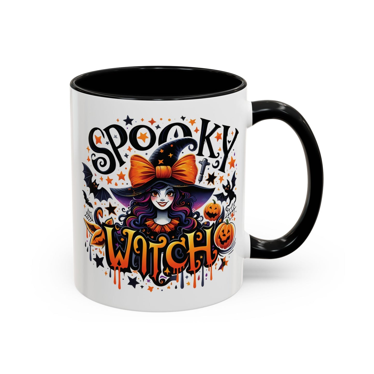 Spooky Witch Halloween Mug | Colorful Witch and Pumpkin Design | 11oz and 15oz Ceramic Coffee Cup