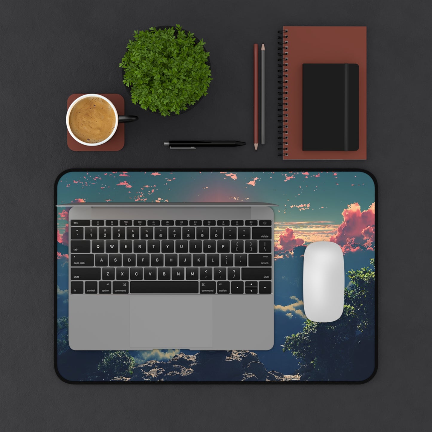 Serene Sunset Computer Desk Mat | Customizable Scenic Mouse Pad | Anti-Slip Neoprene Desk Mat for Home Office | 3 Sizes Available