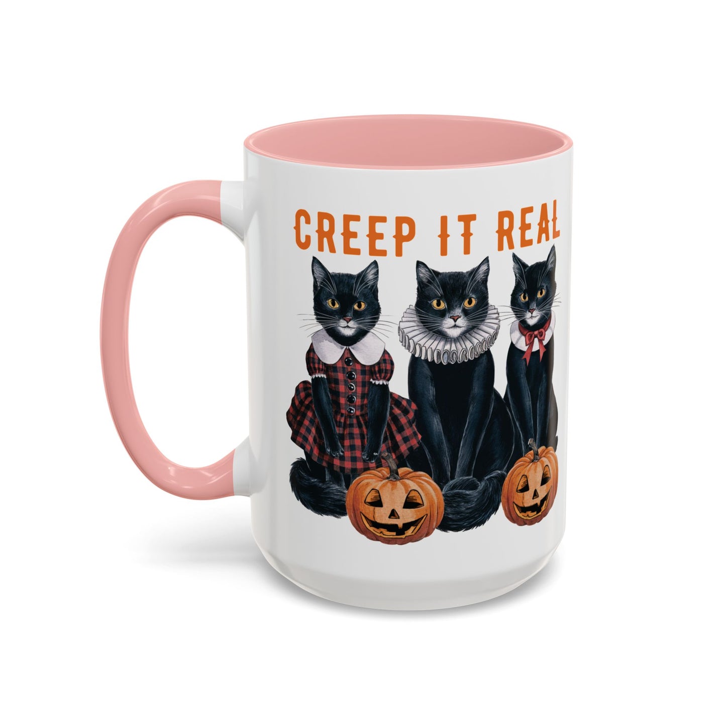 Creep It Real Halloween Mug | Black Cat and Pumpkin Design | Halloween Coffee Mug | Fall Drinkware