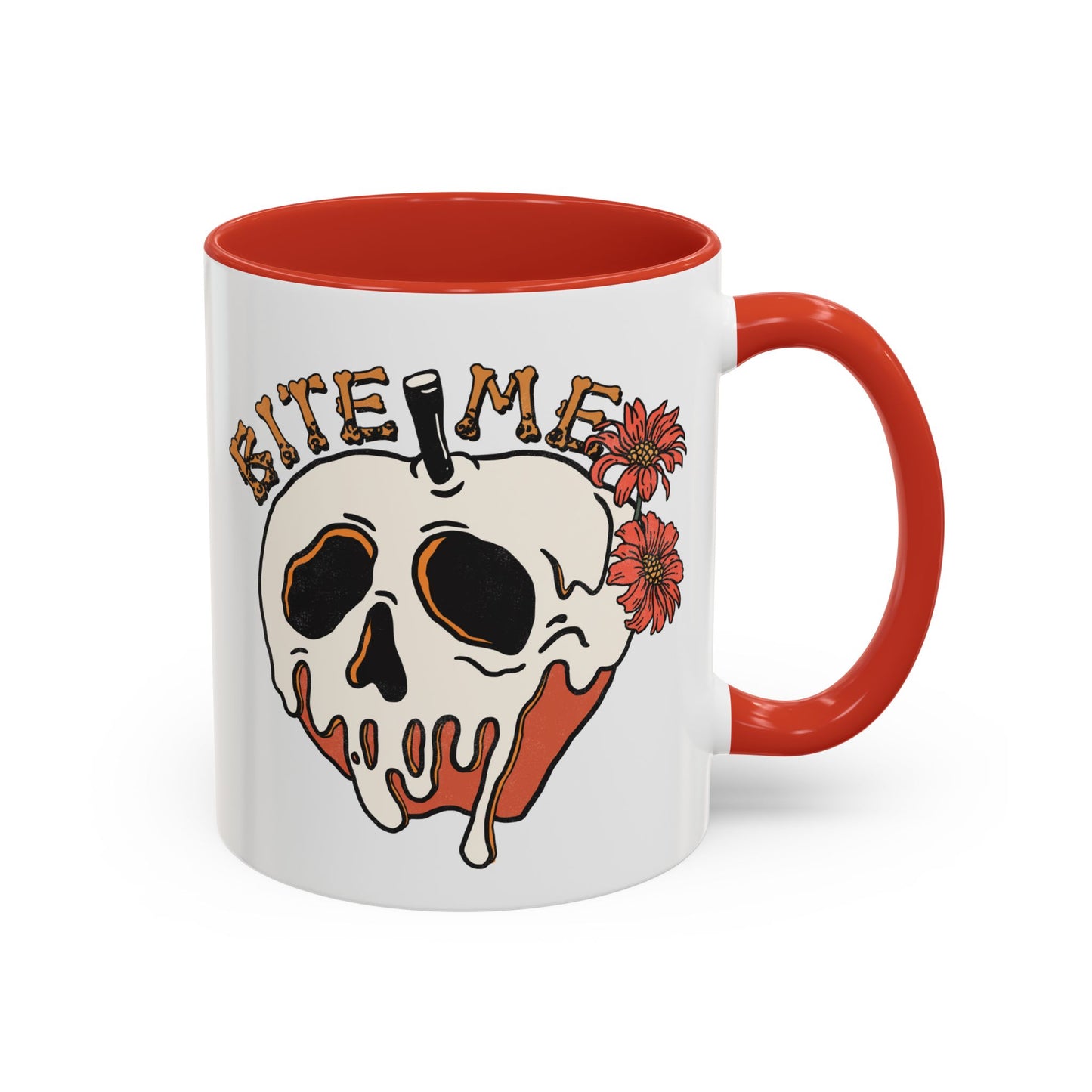 Bite Me Halloween Mug | Poison Apple Skull Design | Spooky Coffee Mug | Fall Drinkware | Gothic Gift Idea