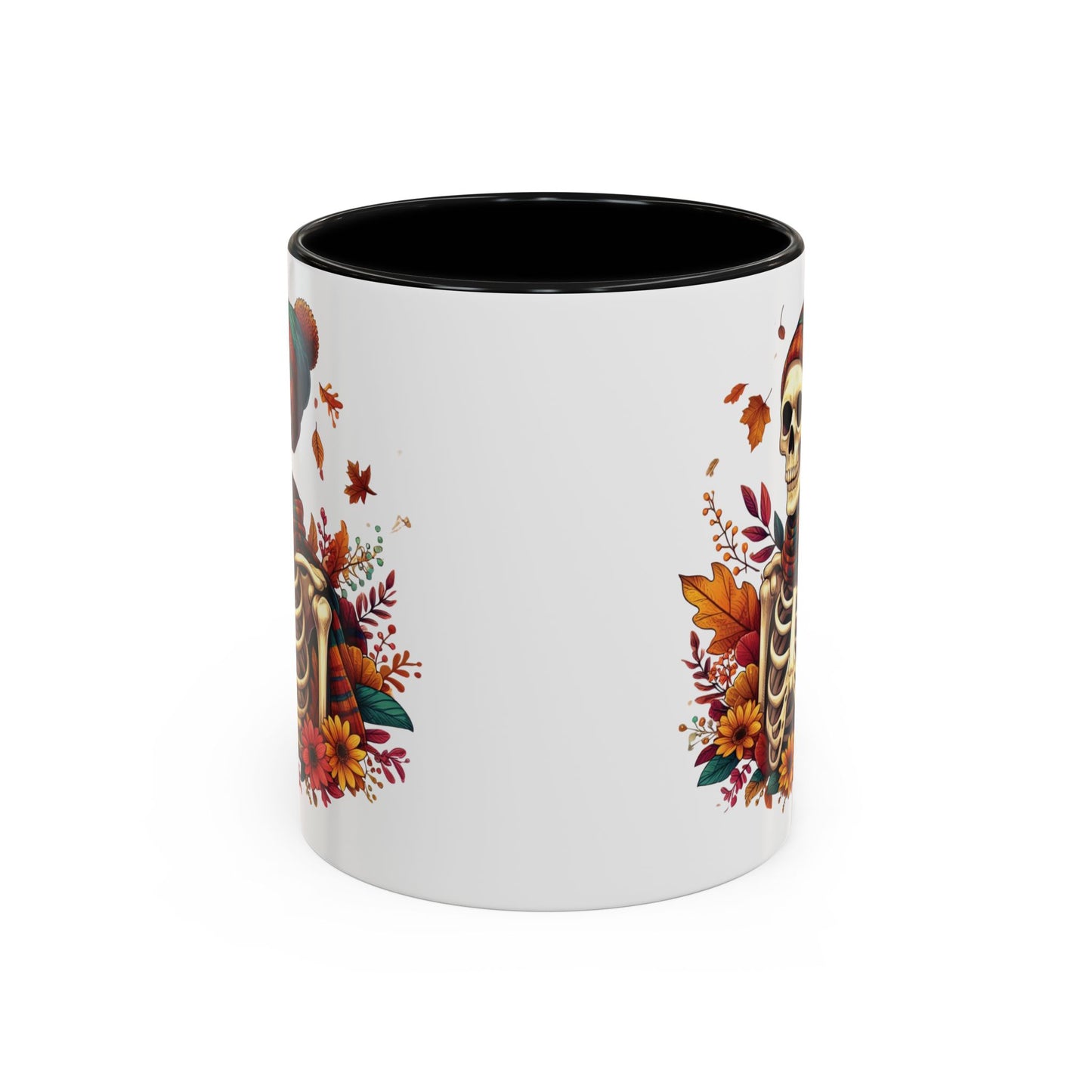 Cozy Fall Skeleton Mug | Cute Autumn Skeleton Coffee Mug | Fall-Themed Drinkware | Halloween Skeleton in Scarf Design