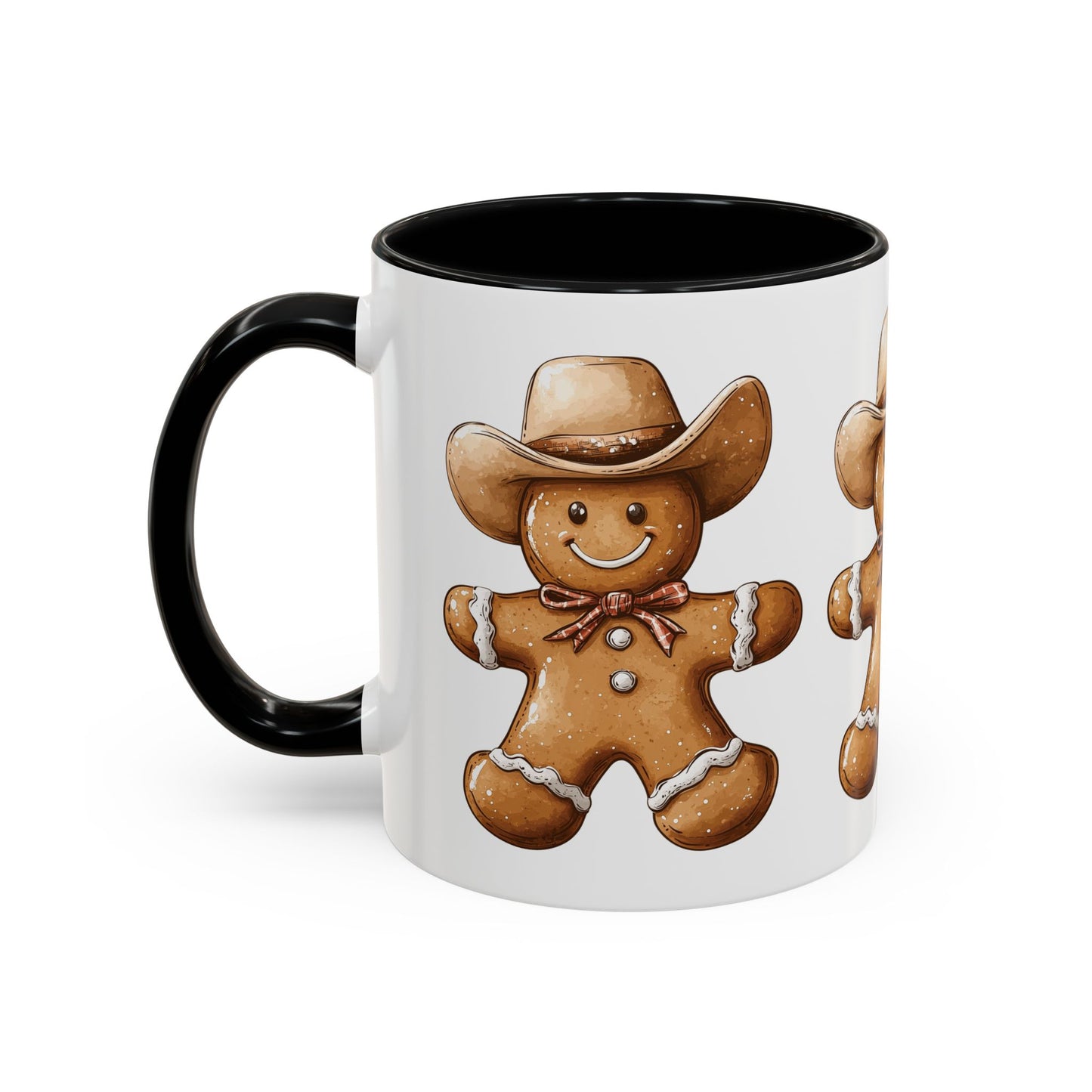 Cowboy Gingerbread Man Tan Hat Ceramic Mug - Festive Western Holiday Design - Perfect for Christmas and Cookie Lovers