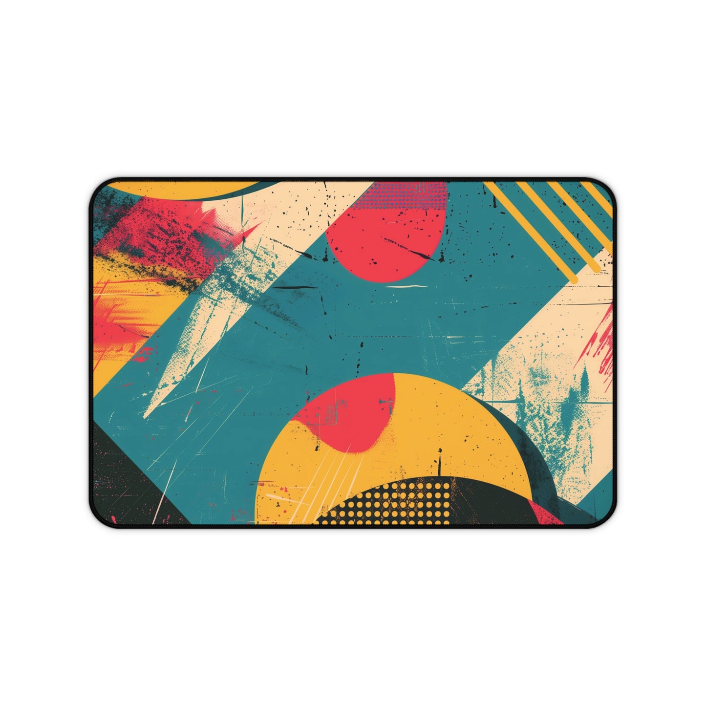 Retro Abstract Art Computer Desk Mat | Colorful Geometric Mouse Pad | Anti-Slip Neoprene Desk Mat for Home Office | 3 Sizes Available