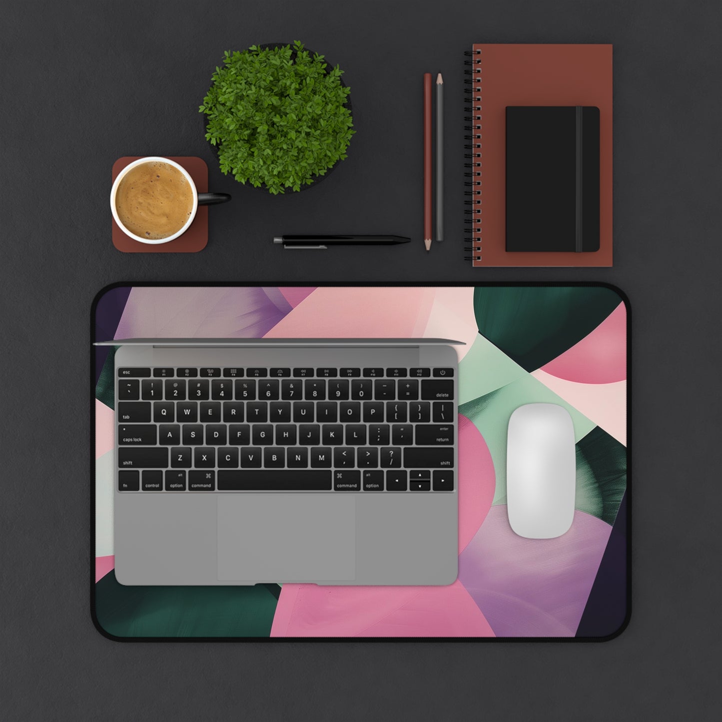 Modern Abstract Art Computer Desk Mat | Pastel Geometric Mouse Pad | Anti-Slip Neoprene Desk Mat for Home Office | 3 Sizes Available