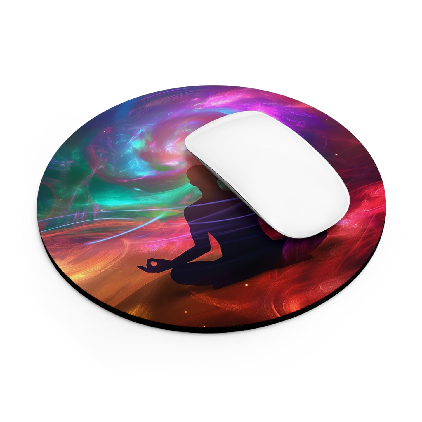 Meditative Universe Design Personalized Mouse Pad - Custom Round or Rectangle Neoprene Mousepad with Non-Slip Rubber Bottom