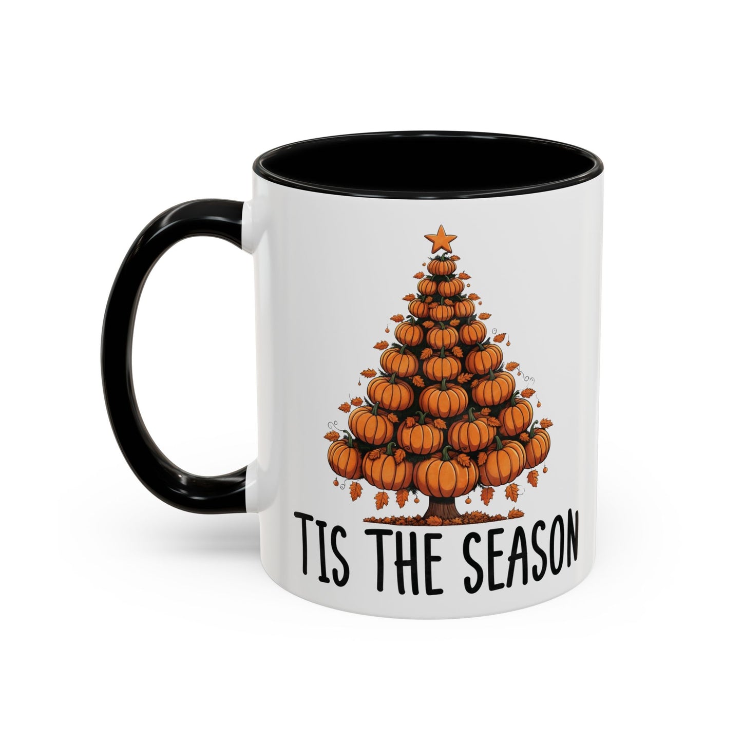 Tis the Season Pumpkin Tree Mug | 11oz and 15oz Ceramic Coffee Cup | Festive Fall & Holiday Design