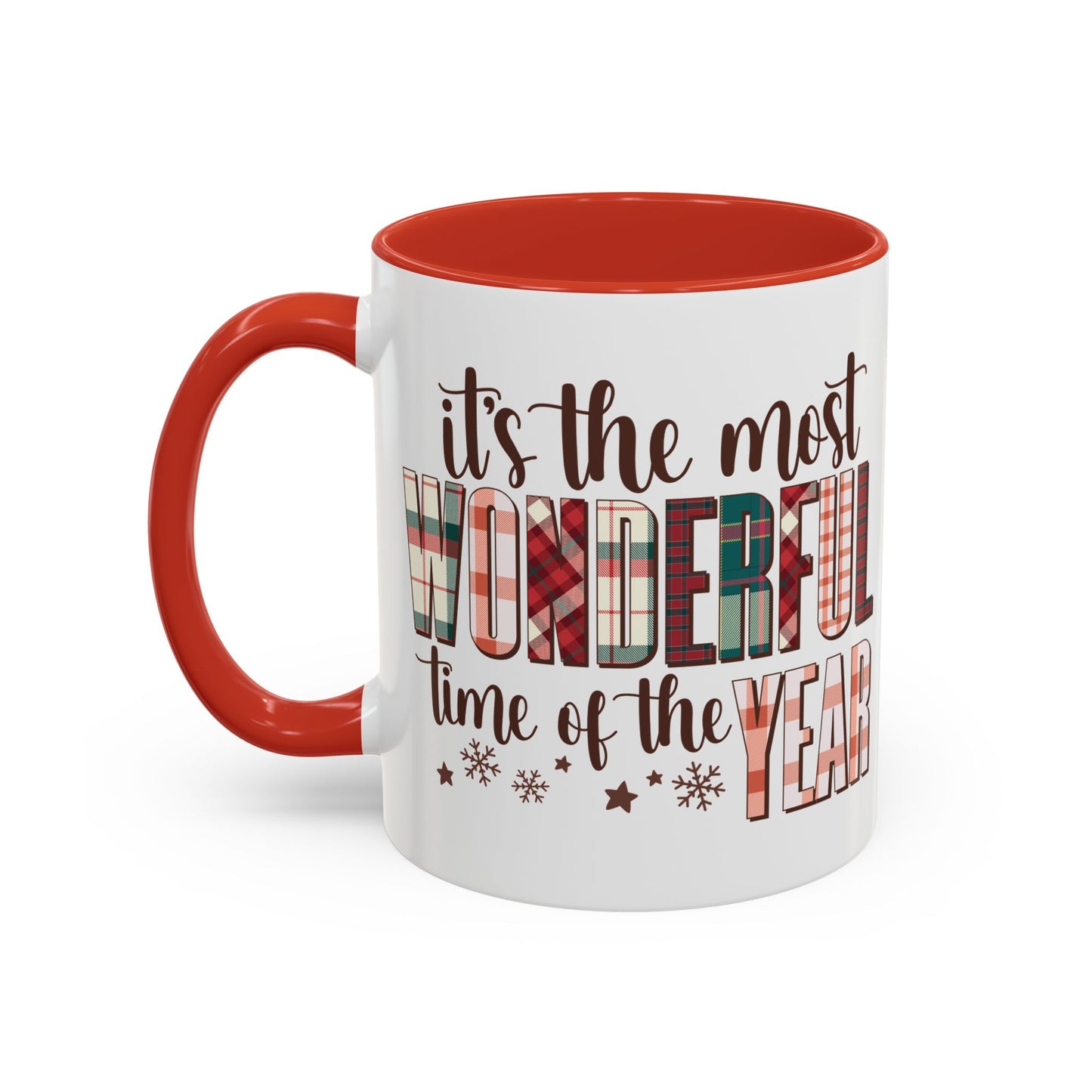 It's the Most Wonderful Time of the Year Christmas Mug | Plaid Text Holiday Design | Festive Winter Coffee Mug