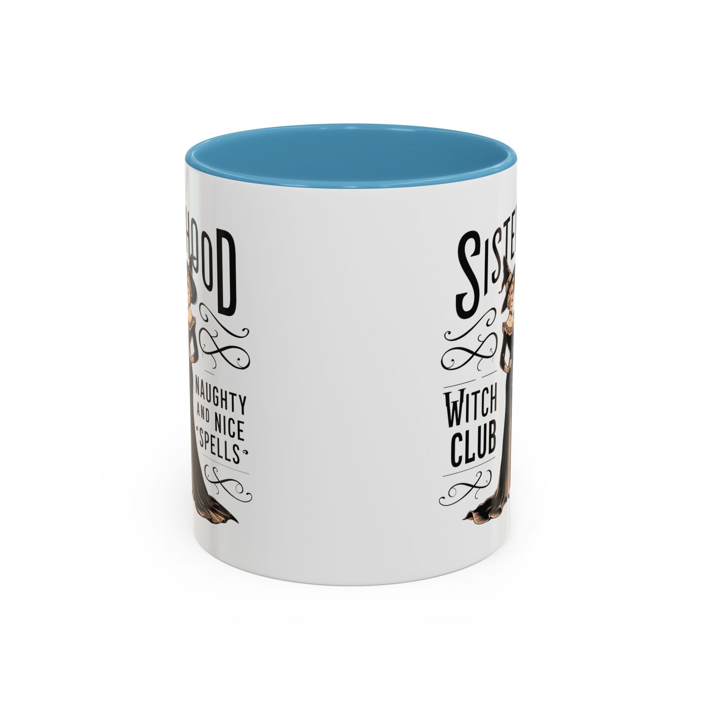 Sisterhood Witch Club Mug | Vintage Witch Design | Halloween Coffee Mug | Naughty & Nice Spells | Witchy Drinkware