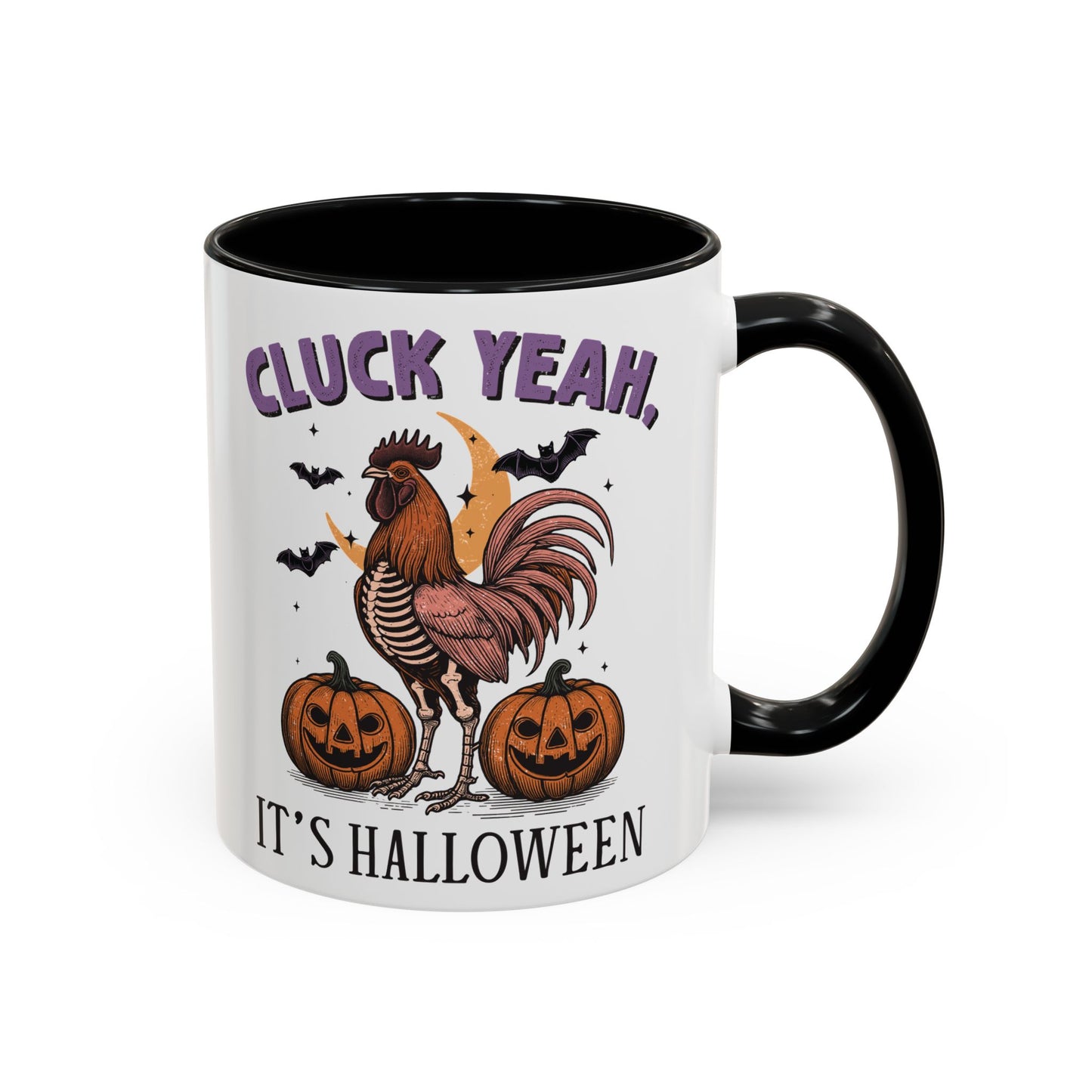 Cluck Yeah, It's Halloween Mug | Funny Rooster Halloween Coffee Cup | Spooky Chicken Design