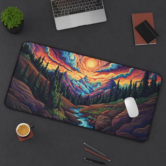 Colorful Mountain Sunset Desk Mat | Neoprene | Anti-Slip | 3 Sizes