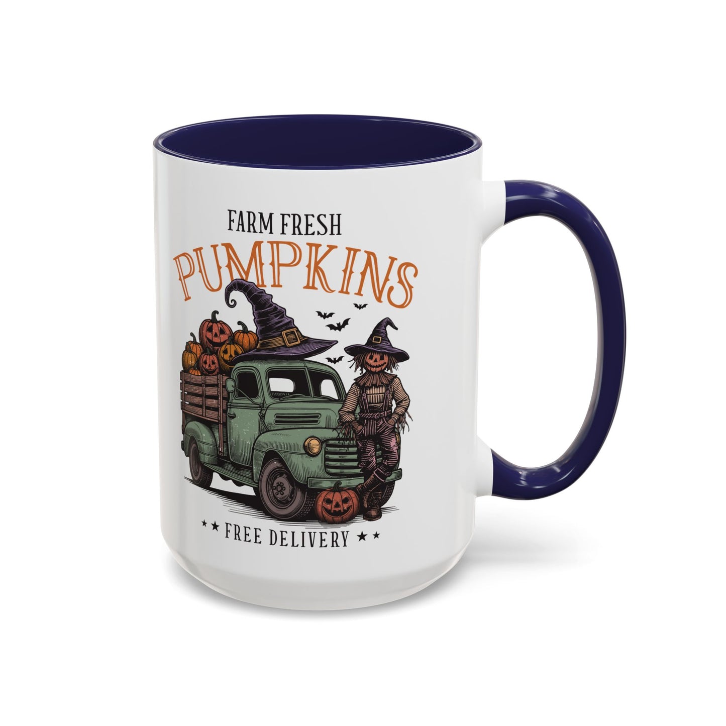 Farm Fresh Pumpkins Mug | Vintage Truck Fall Mug | Halloween Pumpkin Patch Coffee Cup | 11oz and 15oz Ceramic Mug