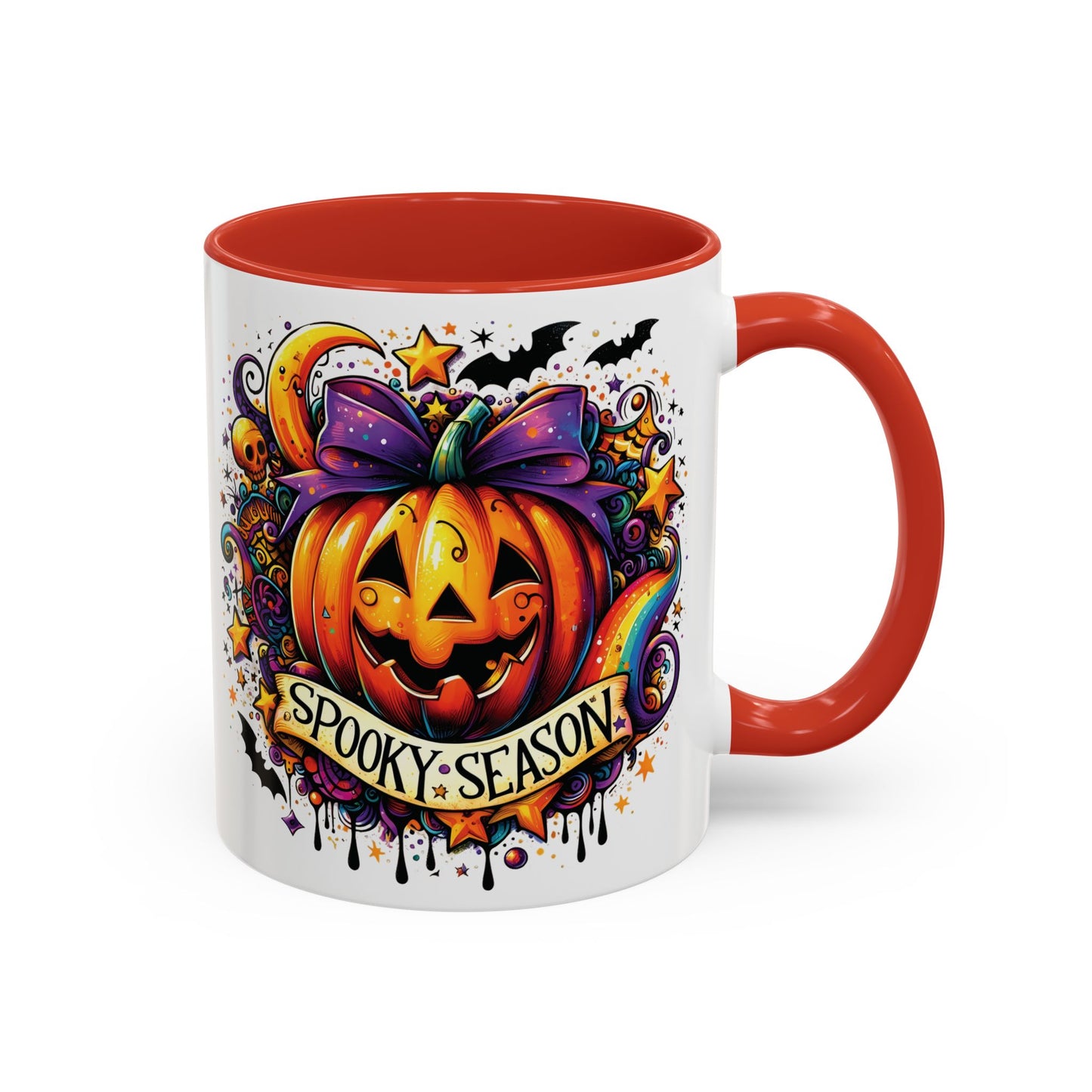 Spooky Season Halloween Mug | Colorful Pumpkin Design | 11oz and 15oz Ceramic Coffee Cup