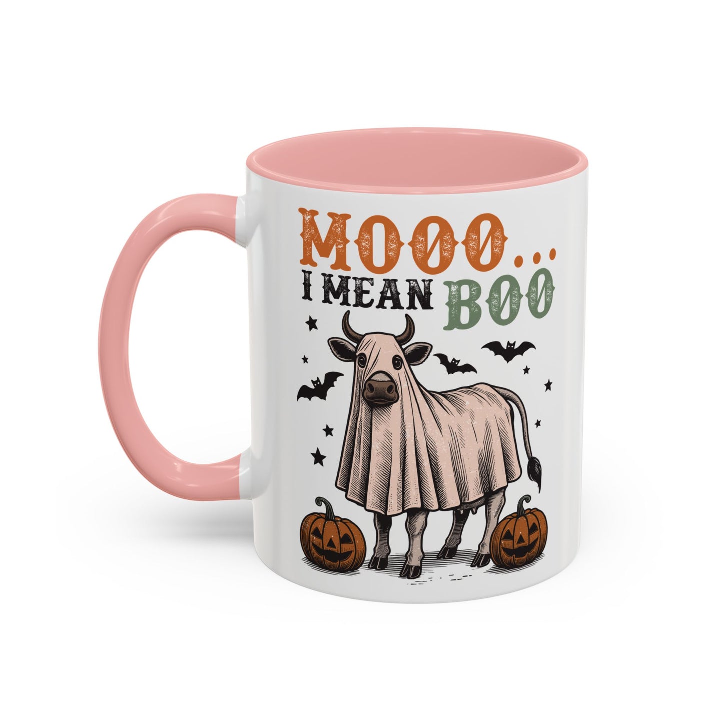 Mooo I Mean Boo Cow Mug | Funny Halloween Coffee Cup | Farmhouse Fall Mug | 11oz and 15oz Ceramic Mug