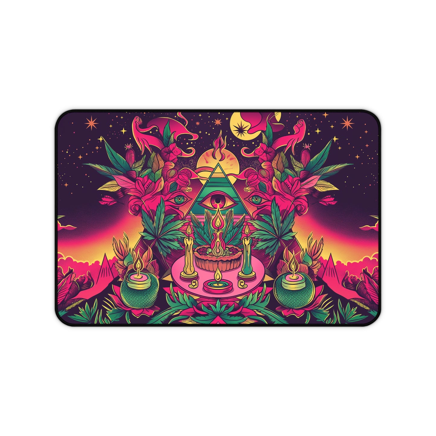 Mystic Vision Computer Desk Mat | Psychedelic Art Mouse Pad | Anti-Slip Neoprene Desk Mat for Home Office | 3 Sizes Available