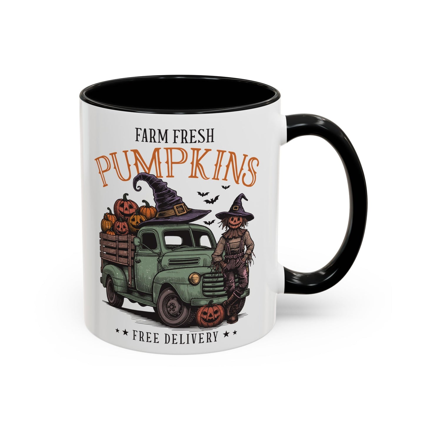 Farm Fresh Pumpkins Mug | Vintage Truck Fall Mug | Halloween Pumpkin Patch Coffee Cup | 11oz and 15oz Ceramic Mug