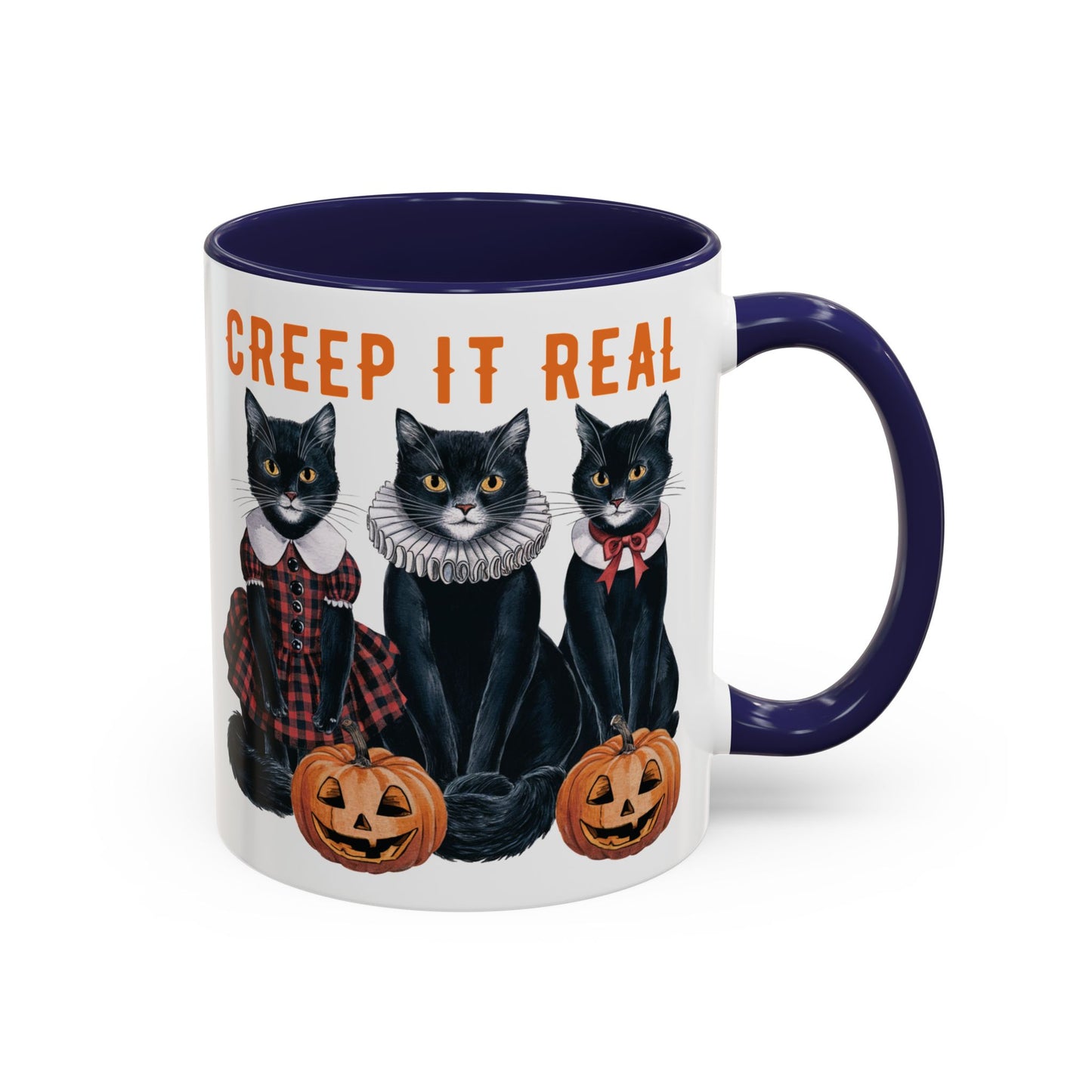 Creep It Real Halloween Mug | Black Cat and Pumpkin Design | Halloween Coffee Mug | Fall Drinkware