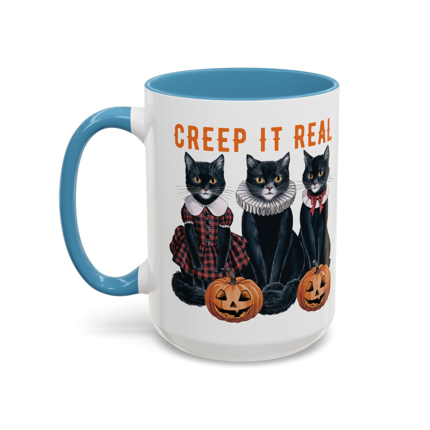 Creep It Real Halloween Mug | Black Cat and Pumpkin Design | Halloween Coffee Mug | Fall Drinkware