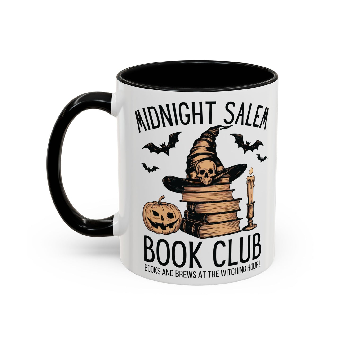 Midnight Salem Book Club Mug | Witchy Skull and Book Design | Halloween Coffee Mug | Spooky Fall Drinkware