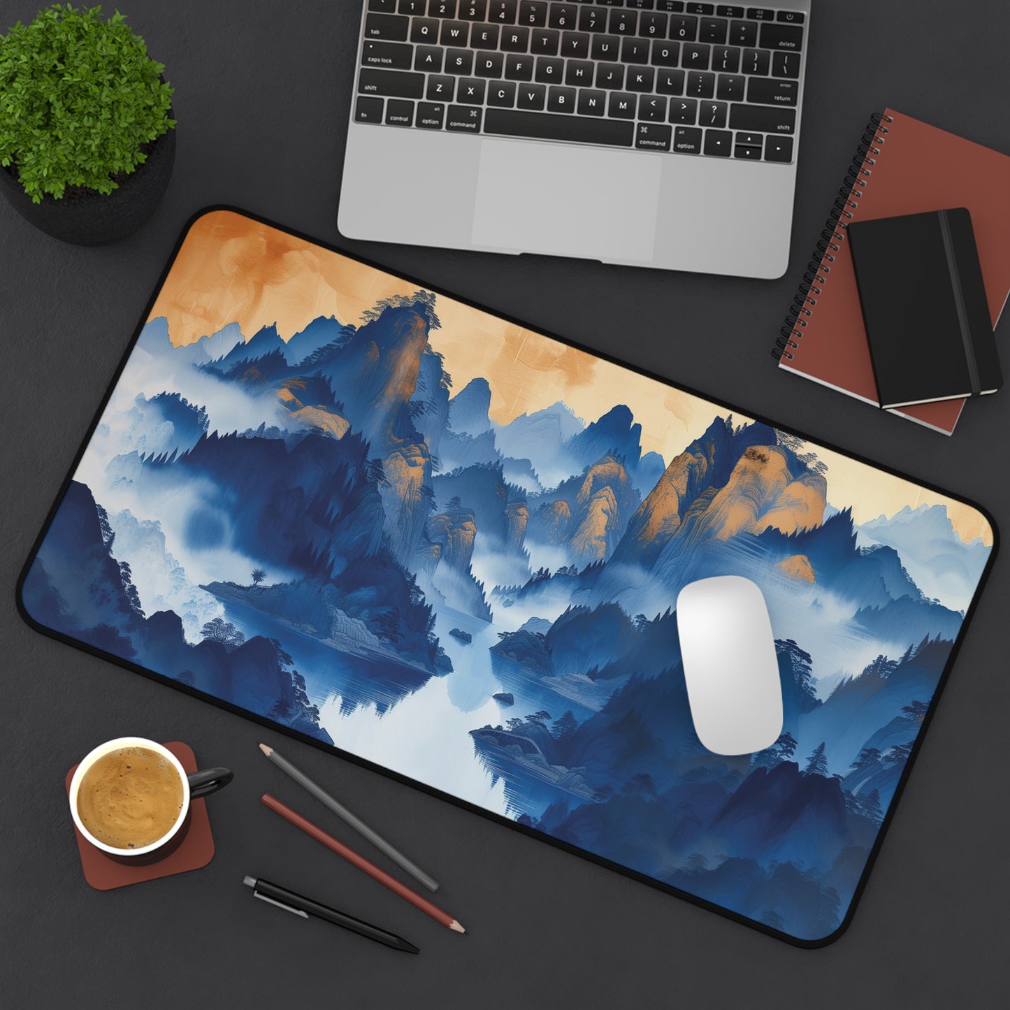 Serene Blue Mountains Desk Mat | Neoprene | Anti-Slip | 3 Sizes