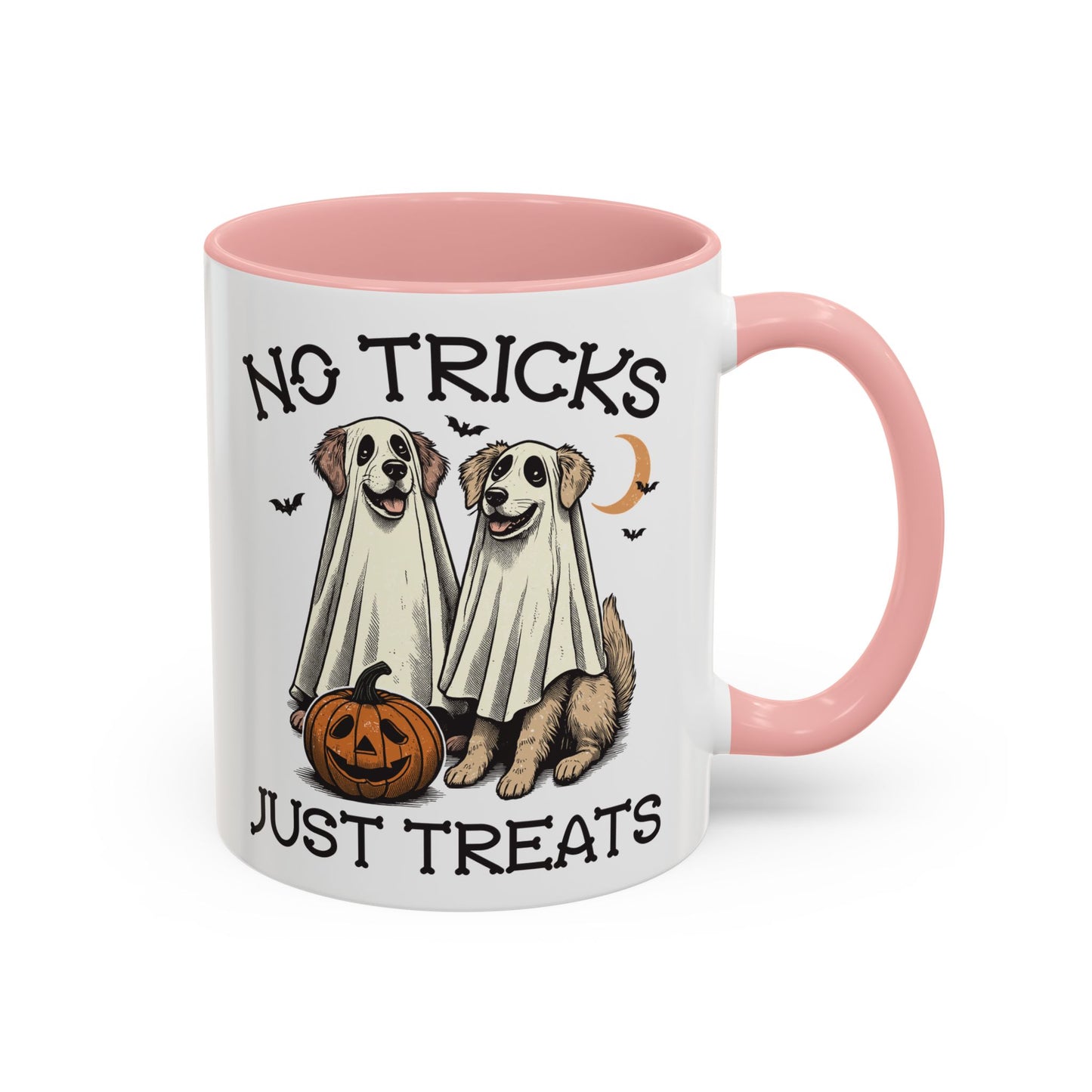 No Tricks Just Treats Halloween Dog Mug | Cute Ghost Dog Coffee Mug | Spooky Season Mug | 11oz and 15oz Ceramic Mug