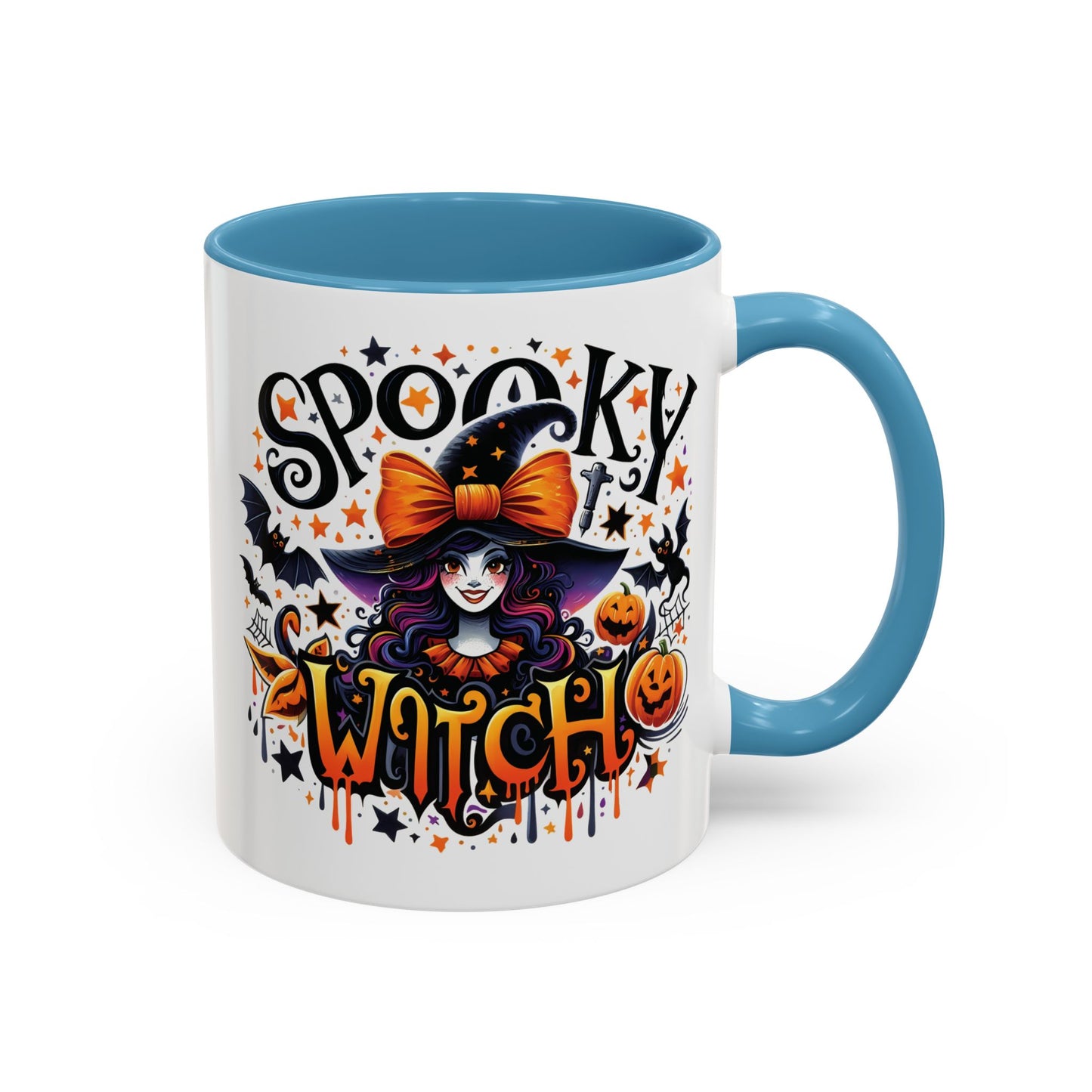 Spooky Witch Halloween Mug | Colorful Witch and Pumpkin Design | 11oz and 15oz Ceramic Coffee Cup