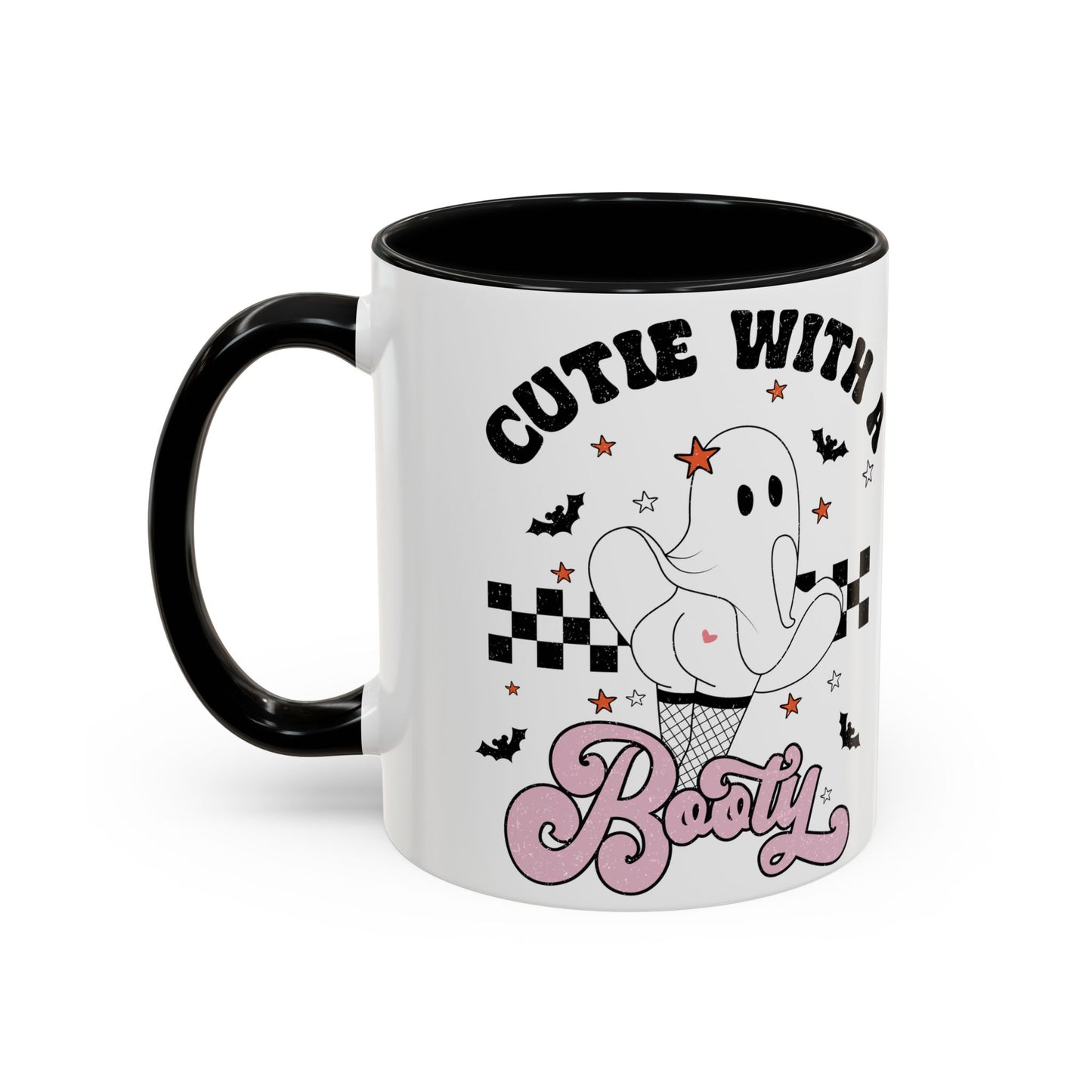 Cutie with a Booty Halloween Ghost Mug | 11oz and 15oz Ceramic Coffee Cup | Funny Halloween Design