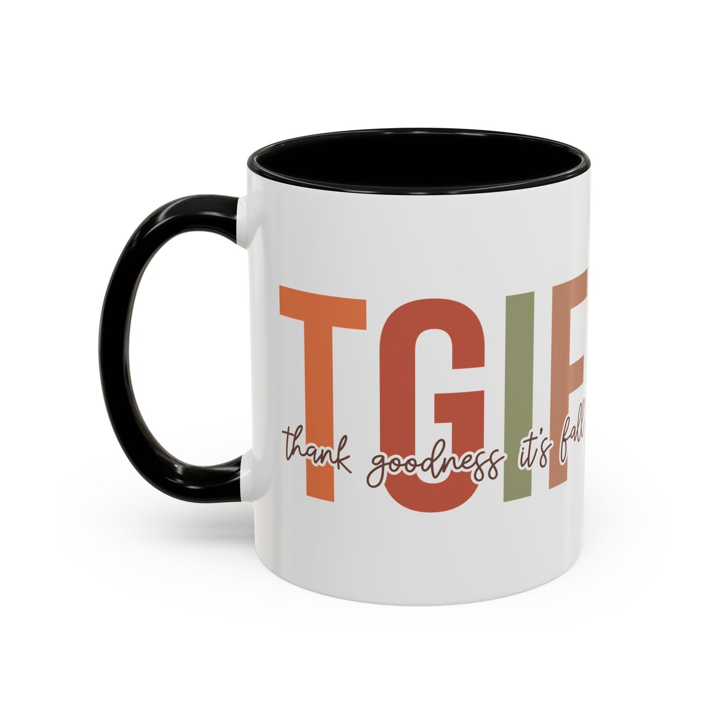 TGIF - Thank Goodness It's Fall Ceramic Mug - 11oz/15oz Autumn Coffee Cup | Cozy Fall Gift | 5 Color Options | Fall-Themed Mug