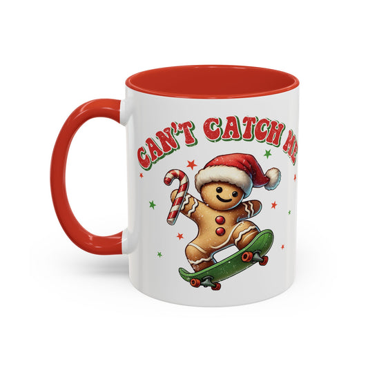 Can't Catch Me Gingerbread Mug - Fun Holiday Skateboarding Gingerbread Design - Perfect for Christmas Cheer