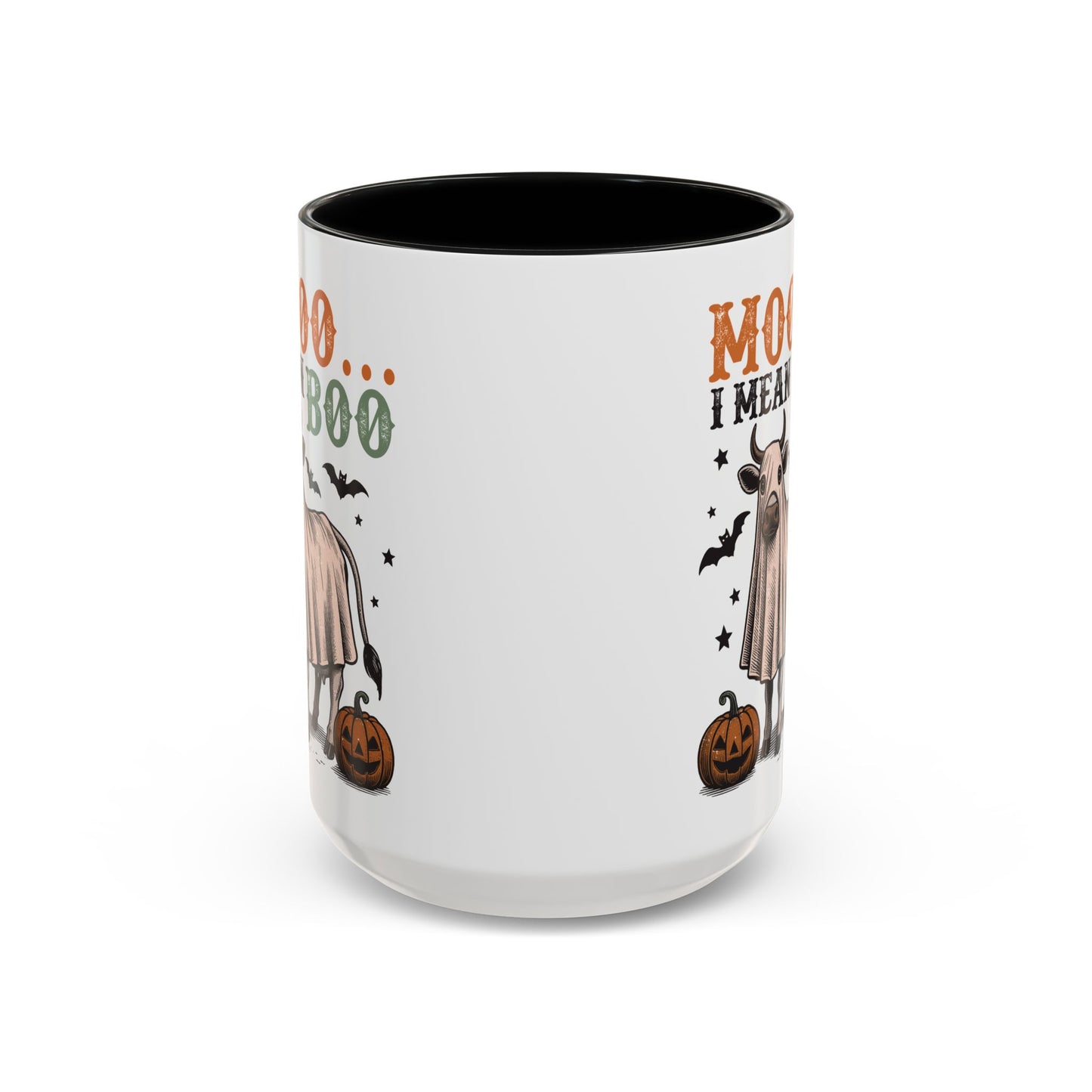 Mooo I Mean Boo Cow Mug | Funny Halloween Coffee Cup | Farmhouse Fall Mug | 11oz and 15oz Ceramic Mug