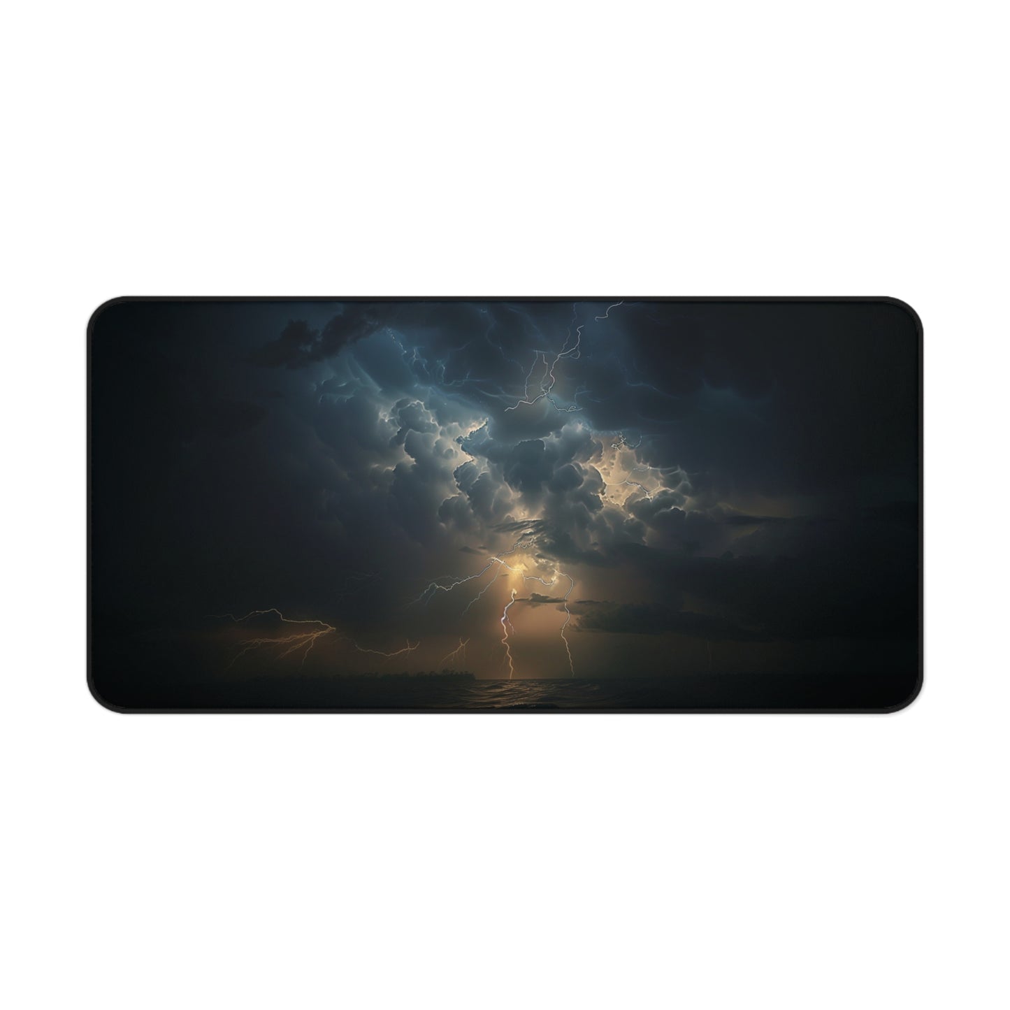 Stormy Night Desk Mat | Neoprene Mouse Pad | Lightning Clouds Design | Anti-Slip | 3 Sizes Available