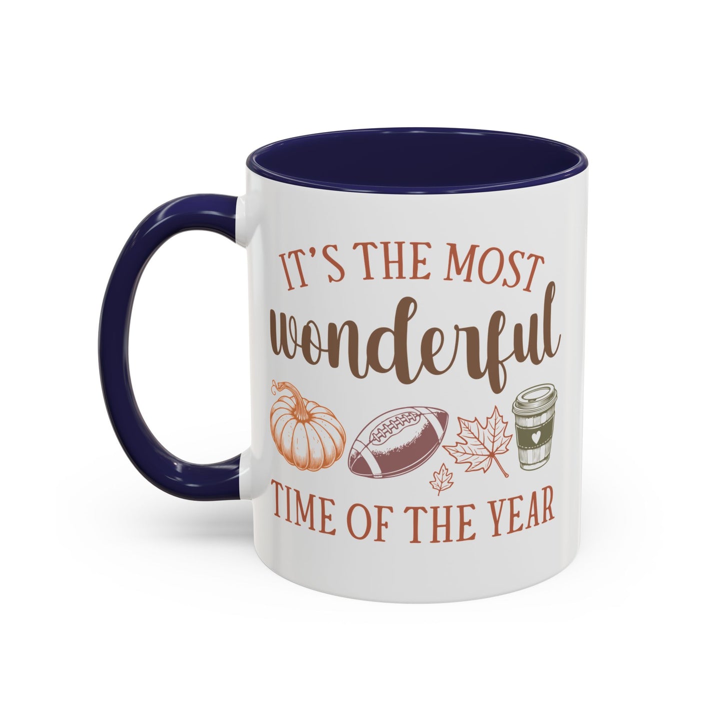 Most Wonderful Time of the Year Fall Mug | 11oz and 15oz Ceramic Coffee Cup | Autumn, Football & Pumpkin Design