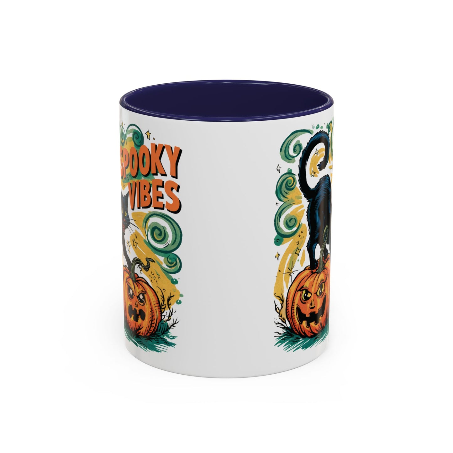 Spooky Vibes Halloween Mug | Black Cat and Pumpkin Design | Halloween Coffee Mug | Fall Drinkware