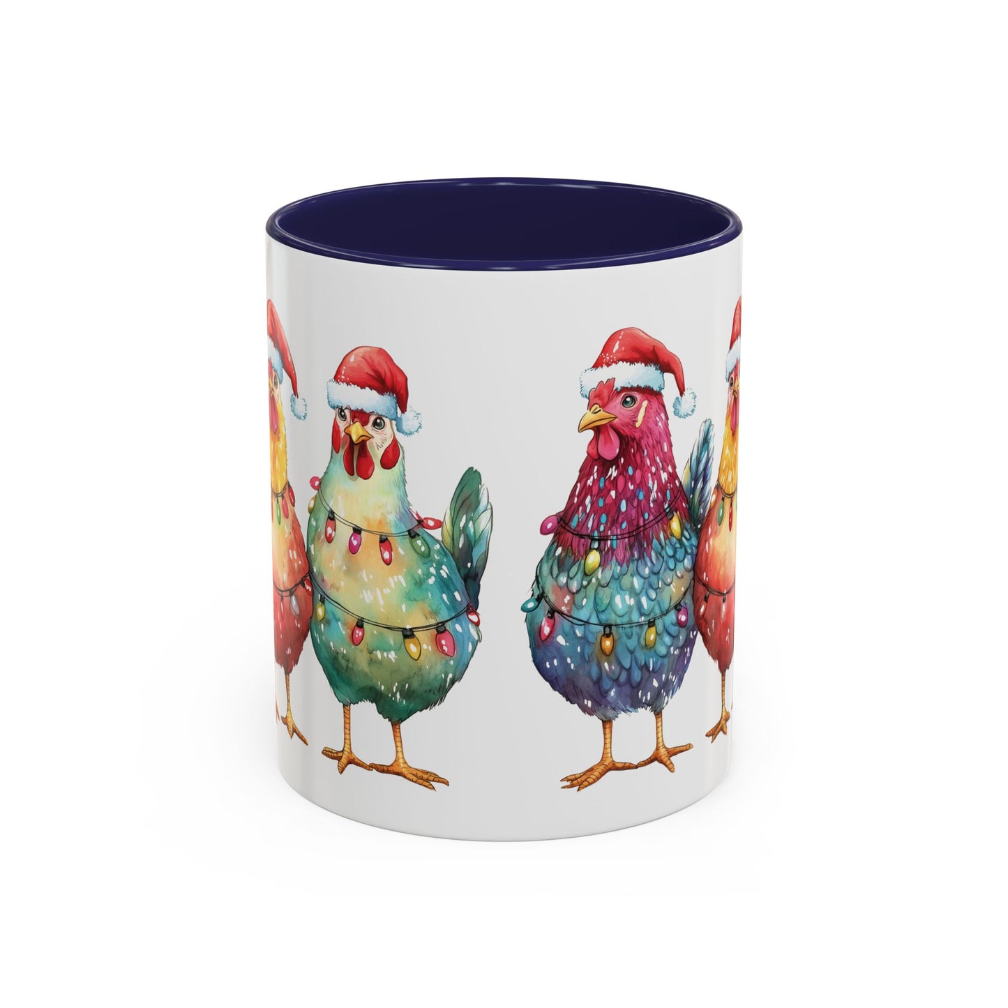 Christmas Chickens Mug - Festive Holiday Chicken Trio Design - Perfect for Farmhouse Christmas Decor