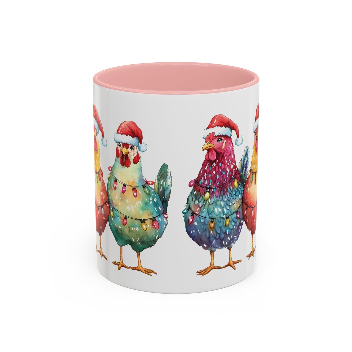 Christmas Chickens Mug - Festive Holiday Chicken Trio Design - Perfect for Farmhouse Christmas Decor