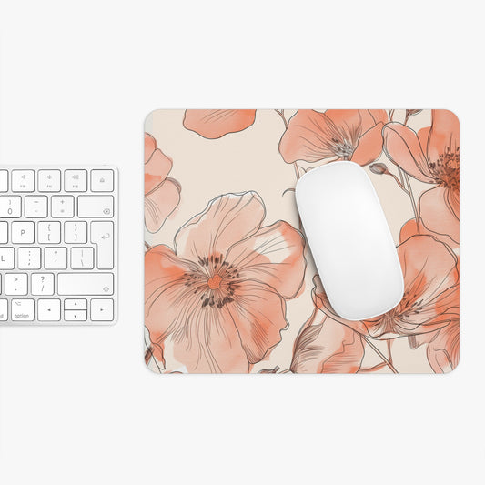 Floral Elegance Design Personalized Mouse Pad - Custom Round or Rectangle Neoprene Mousepad with Non-Slip Rubber Bottom