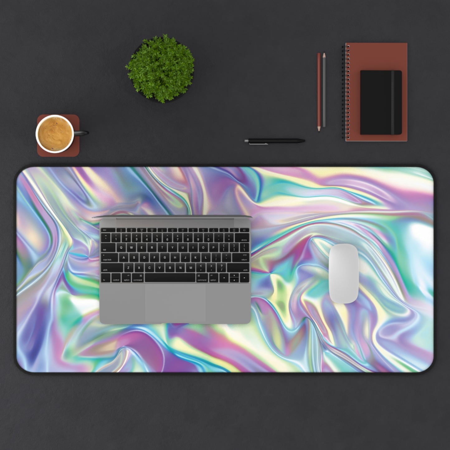 Iridescent Satin Look Desk Mat | Neoprene | Anti-Slip | 3 Sizes