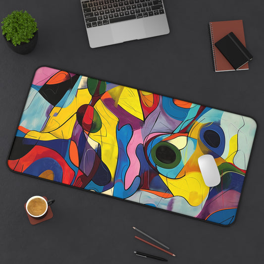 Colorful Abstract Art Desk Mat | Modern Neoprene Mouse Pad | Anti-Slip Office Desk Mat | 3 Sizes Available